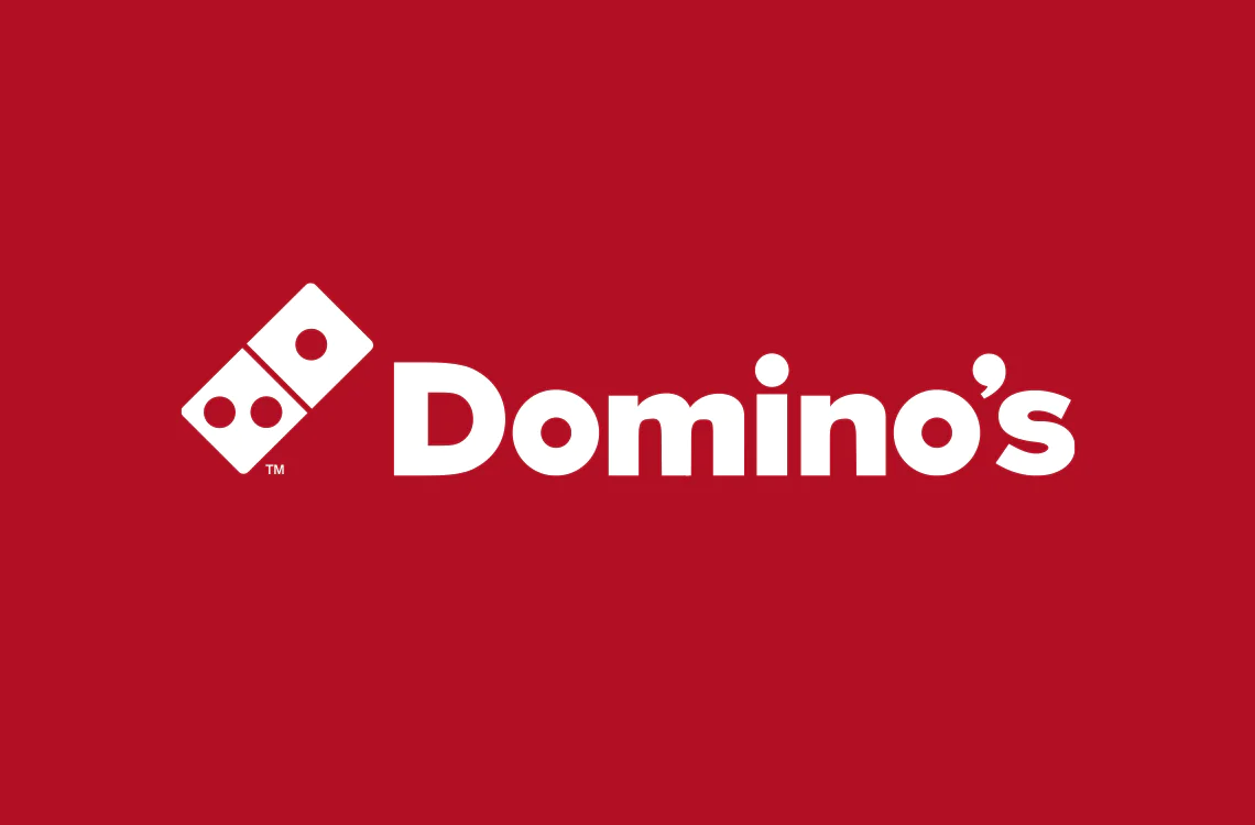 Domino's corporate logo with two-dot and one-dot domino design Domino's corporate logo with two-dot and one-dot domino design